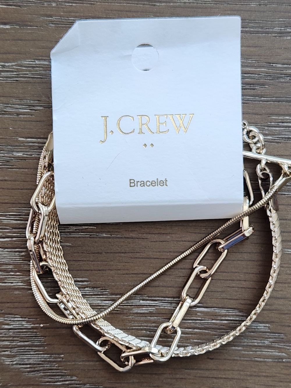 J. Crew Gold Layered Chain Bracelet Set